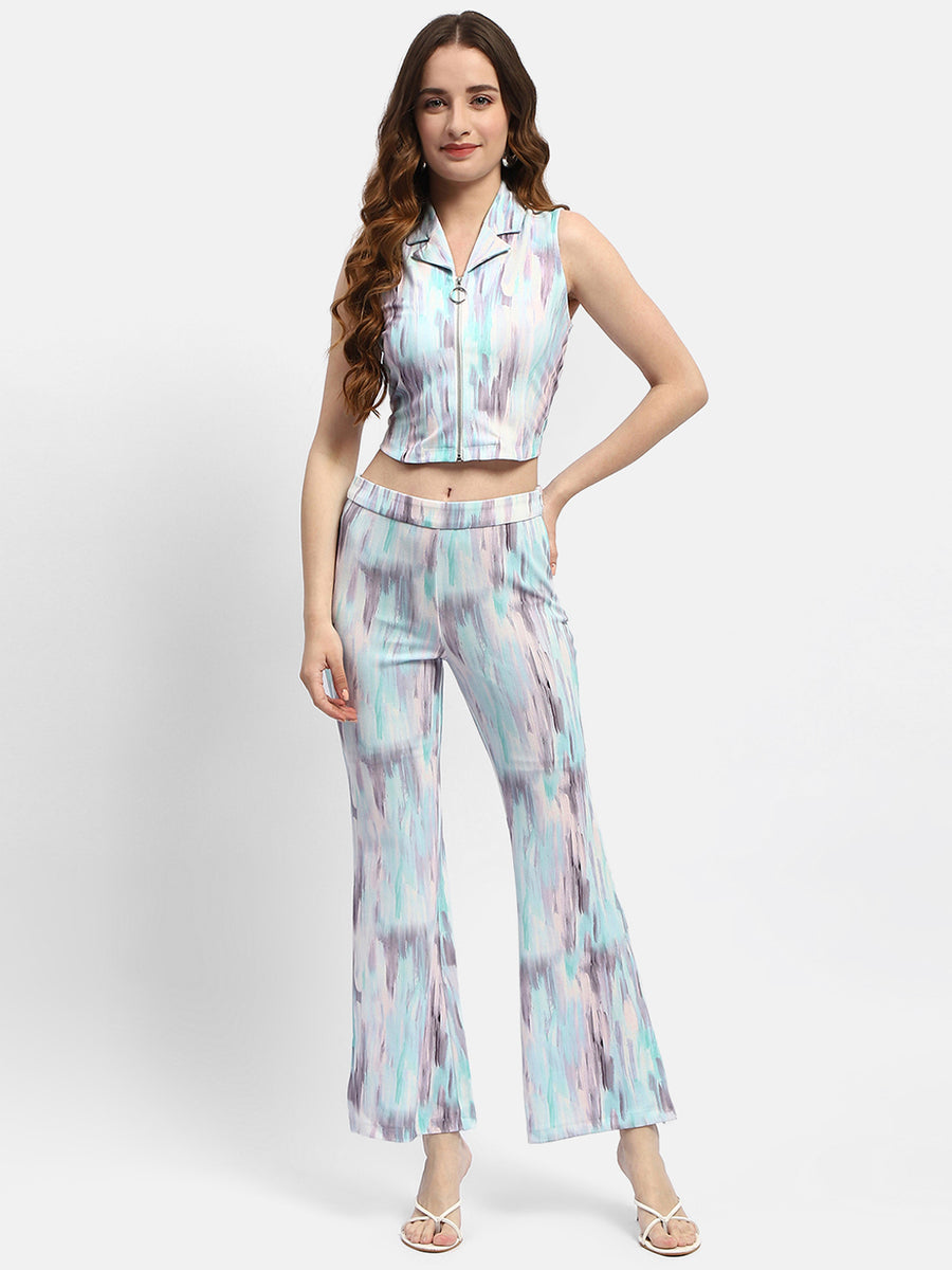 Madame Abstract Print Mint Green Co-ord set
