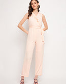 Camla Barcelona Surplice Neck Tie Waist Peach Jumpsuit