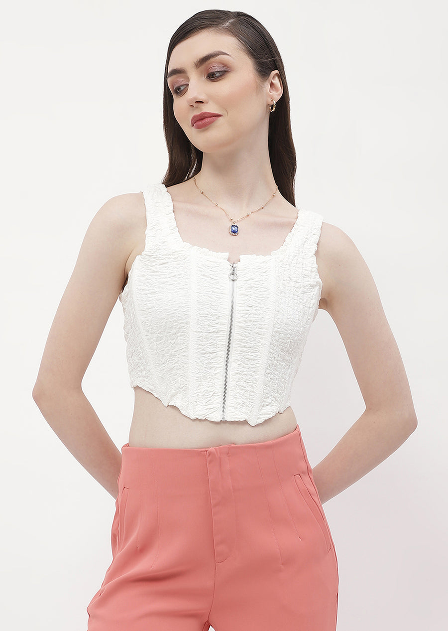 Madame Crinkled White Corset Top