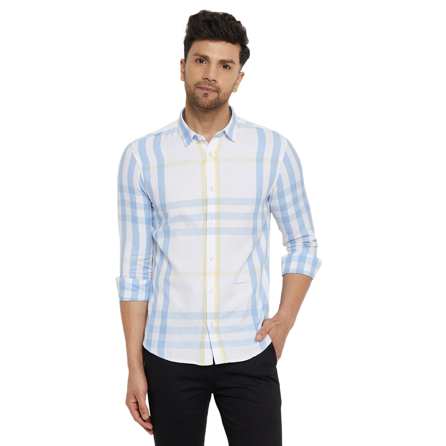 Camla Barcelona Colourblocked White Shirt For Men