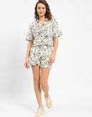 Madame Floral Print Off-White Two-Piece Co-Ord Set