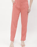 Madame Front Pleated Blush Orange Tapered Trousers
