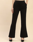 Camla Barcelona Solid Emerald Black Flared Trouser