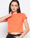 Camla Barcelona Typography Crew Neckline Cotton Crop Top