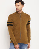 Camla Barcelona Horizontal Striped Dark Yellow Sweater For Men