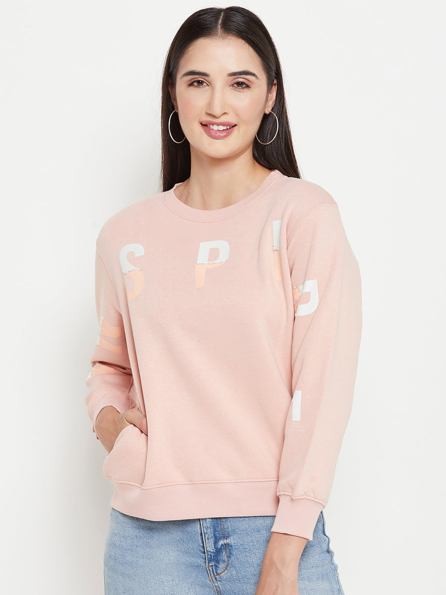 Madame Typography Print Baby Pink Sweatshirt