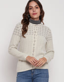 Madame Women Solid Off White Cardigans