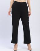 Madame Solid Black Straight Fit Trousers