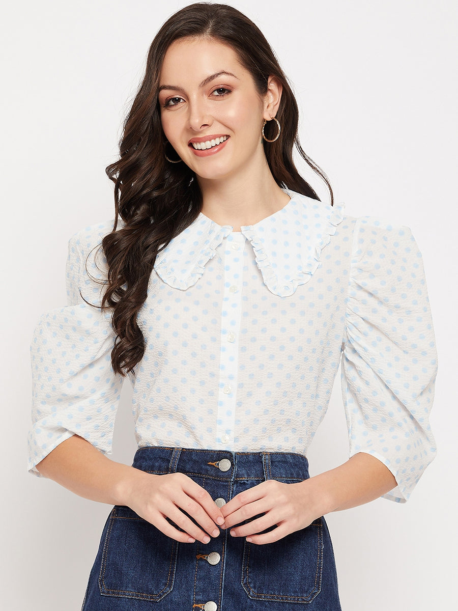 Camla Barcelona White Peter Pan Collar Top