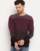 Camla Barcelona Colourblocked Wine Sweater For Men