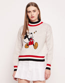 Camla Barcelona Mickey Mouse Print Off-White Sweater
