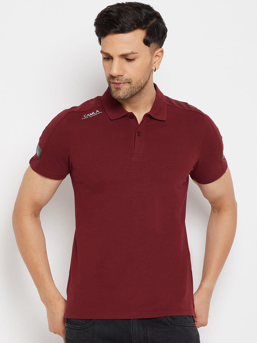 Camla Mehroon T- Shirt For Men