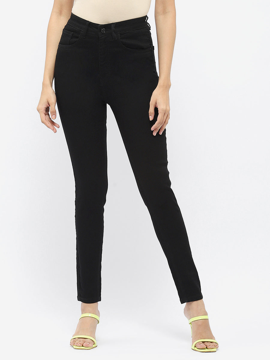 Madame Solid Black Skinny Fit Jeans