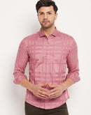 Camla Barcelona Chequered Peach Shirt For Men