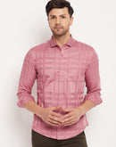 Camla Barcelona Chequered Pink Shirt for Men