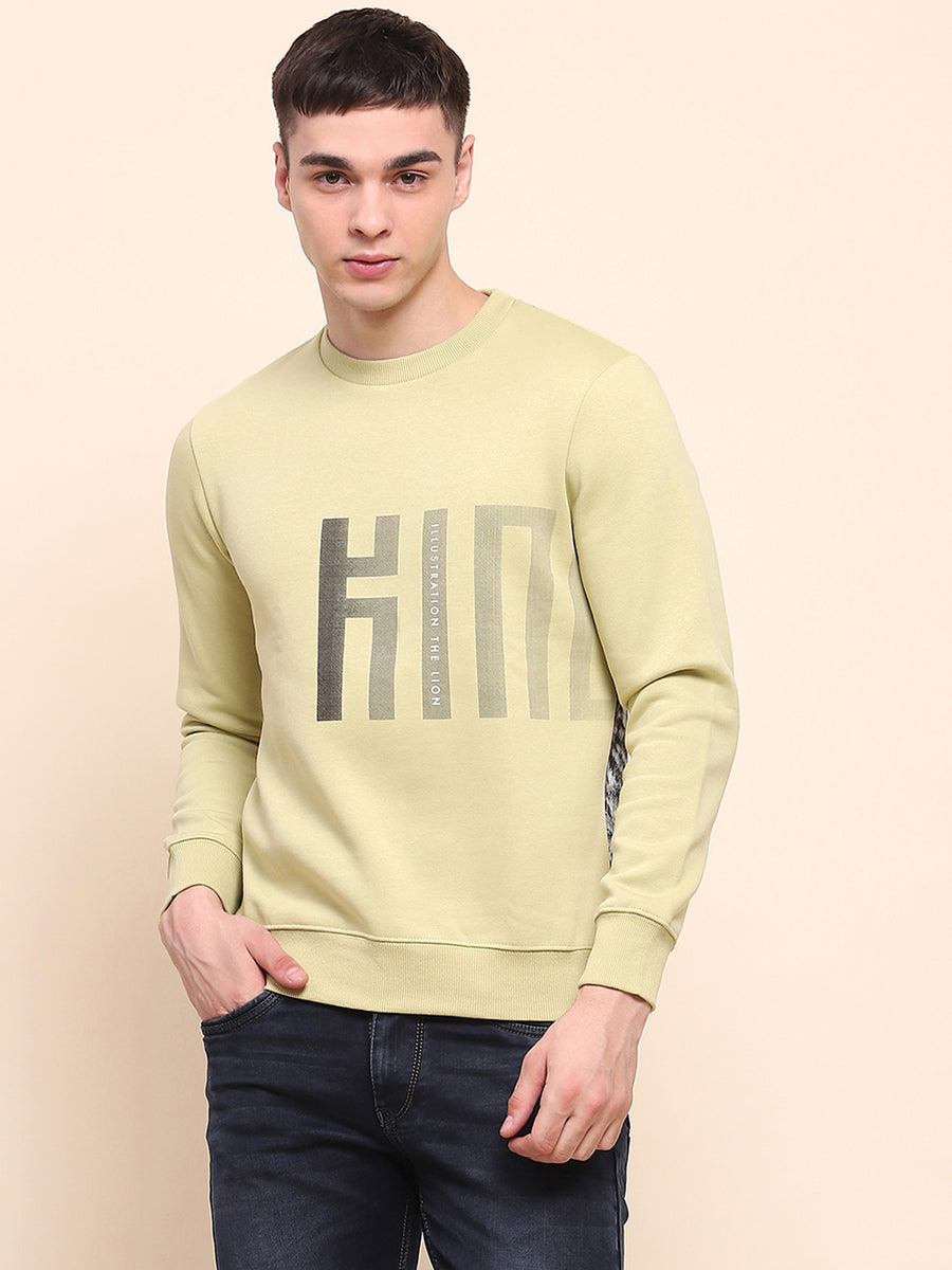 Camla Barcelona Cotton Typography Print Lime Green Sweatshirt