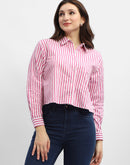 Madame Striped Fuschia Pink  Regular Shirt