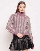 Camla Barcelona Colourblocked Onion Pink Turtleneck Sweater