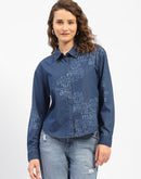 Madame Typography Blue Denim Shirt