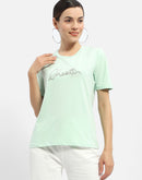 Madame Typography Mint Crew Neck T-shirt