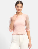 Madame Knit Sleeve Pink Regular Top