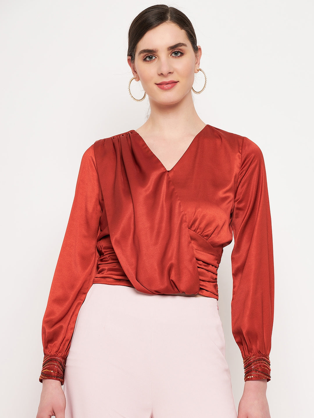 Camla Barcelona Rust  Satin Top For Women
