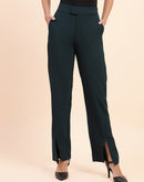 Camla Barcelona Side Slit Salem Blue Straight Fit Trousers