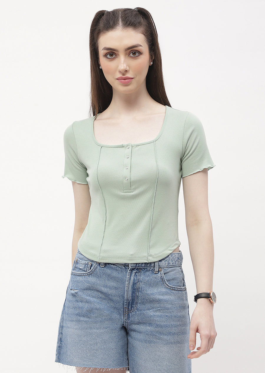 Madame Solid Mint Green Corset Style Top