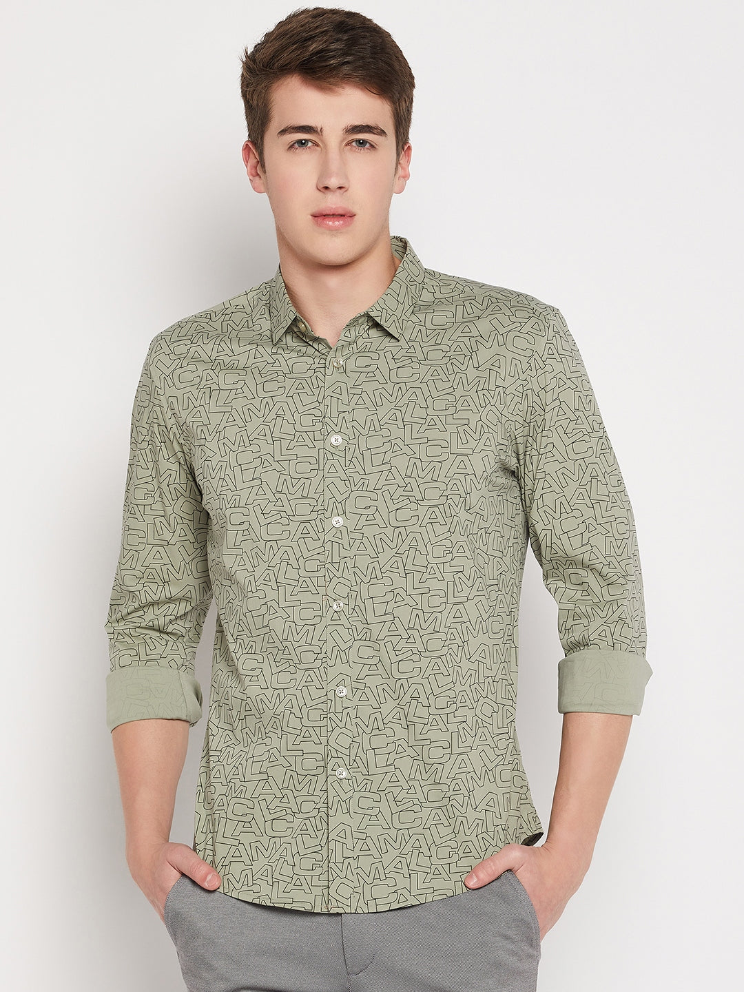 Camla Barcelona Green Shirt For Men
