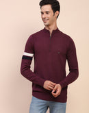 Camla Barcelona Zipped Mock Neck Purple Sweater