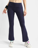 Madame High Rise Navy Blue Flared Track Pants