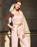 Madame  Pink Buttoned Jumpsuit