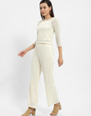 Madame Frill Round Neck Off-White Two Piece Co-Ord Set