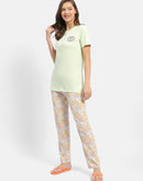 Msecret Abstract Print Lime Green Night Suit