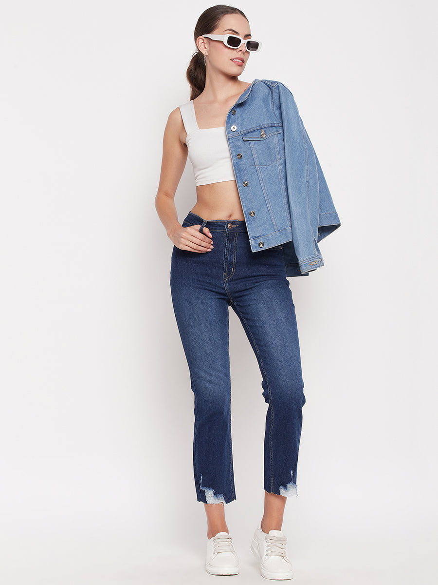Madame Women Solid Blue Jeans