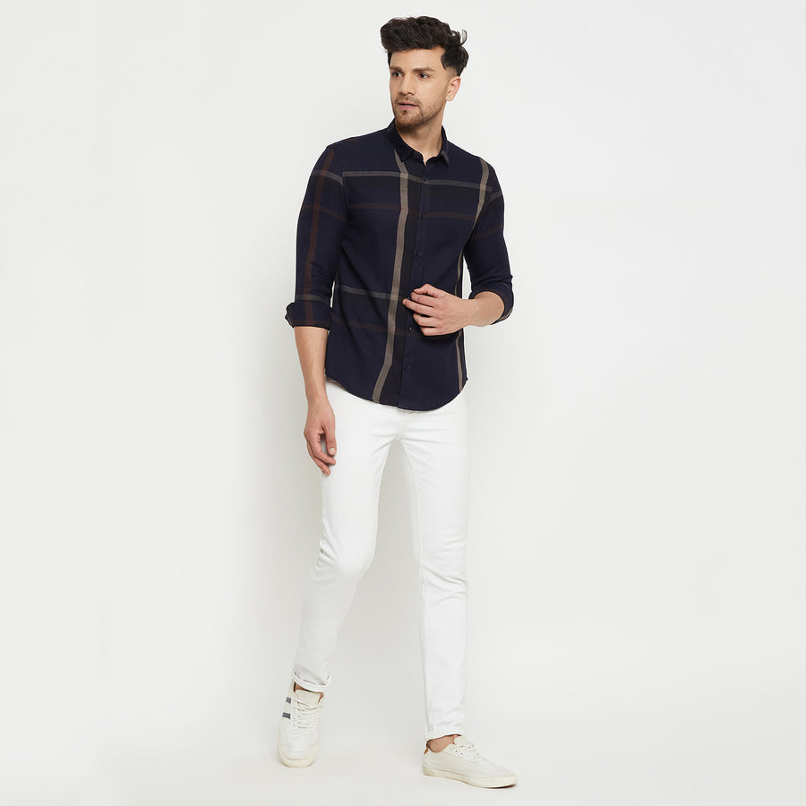 Camla Barcelona Chequered Navy Blue Shirt