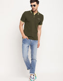 Camla Barcelona Men’S Olive Polo Neck T-Shirt