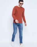 Camla Barcelona Crew Neck Blush Orange Sweater For Men