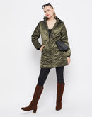 Camla Barcelona Quilted Olive Green Longline Jacket