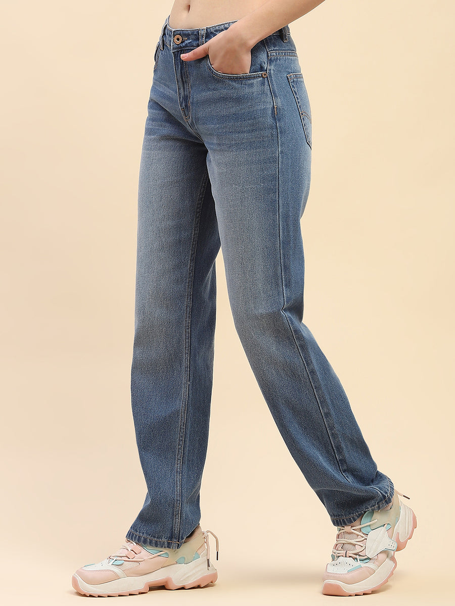Camla Barcelona Low Rise Blue Straight Fit Jeans