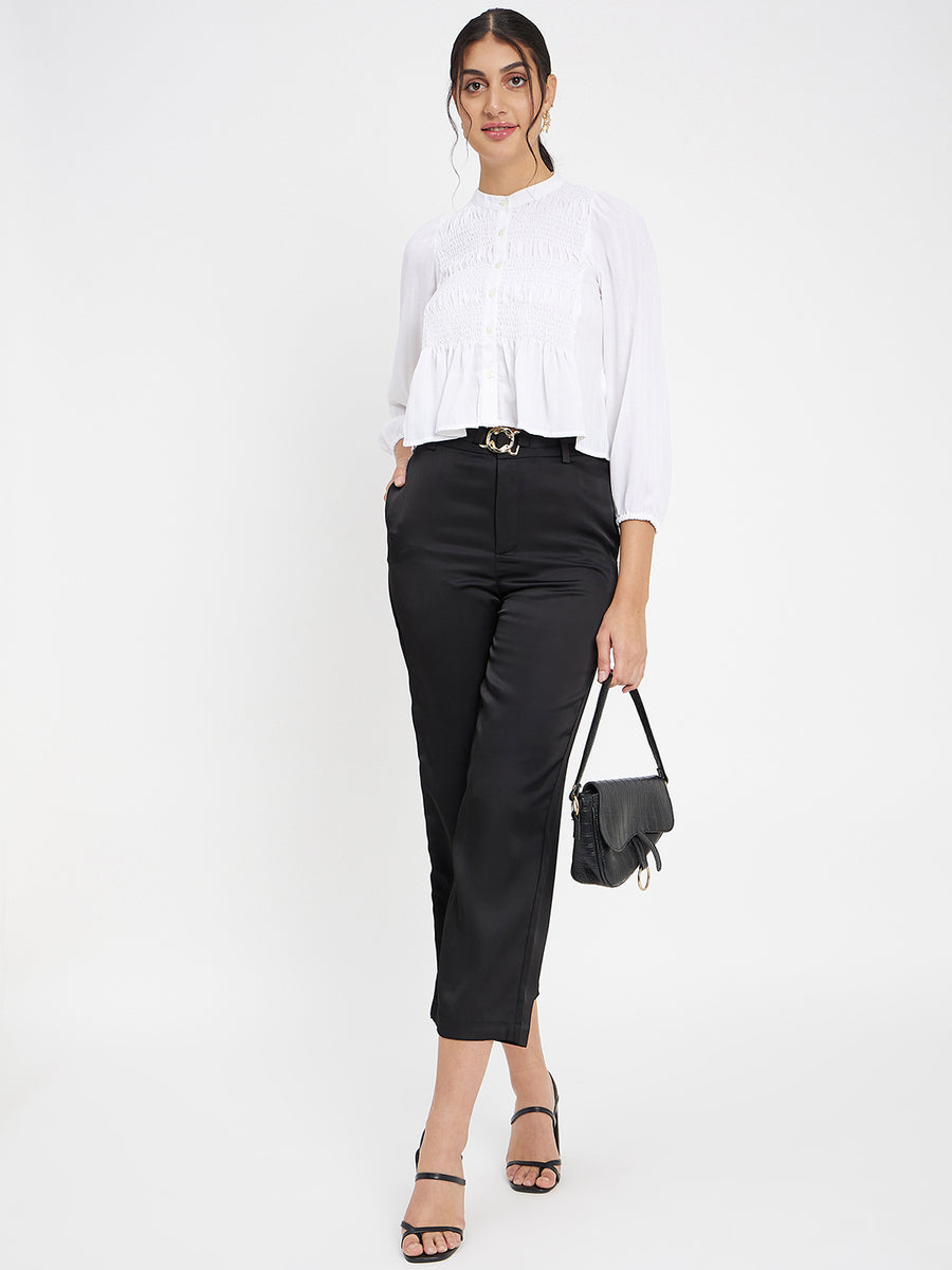Camla White Solid Shirt For Women