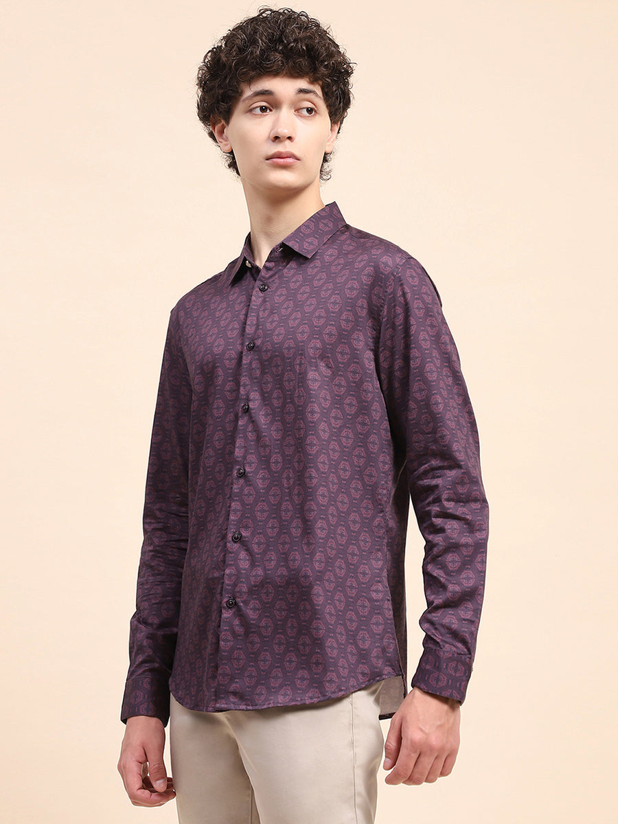 Camla Barcelona Printed Wine Button Down Shirt