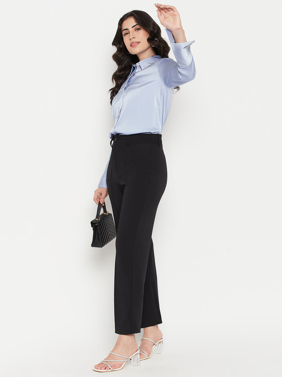 Madame Sky-blue Party Wear Shirt