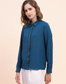 Camla Barcelona Embellished Marinetal Teal Regular Shirt