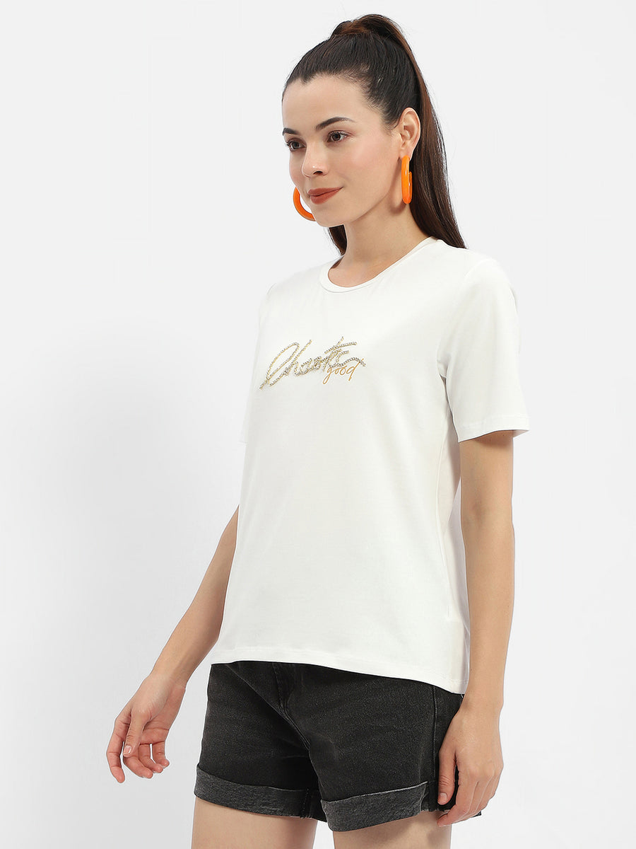 Madame Typography White Crew Neck T-shirt