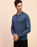 Camla Barcelona Blue Polo Neck Cotton Knitted T-Shirt