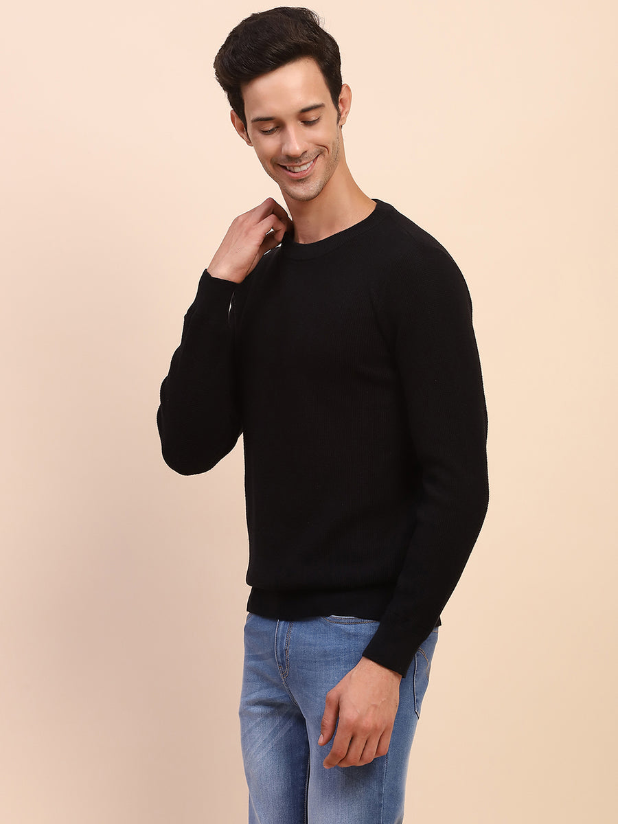 Camla Barcelona Crew Neck Solid Black Sweater