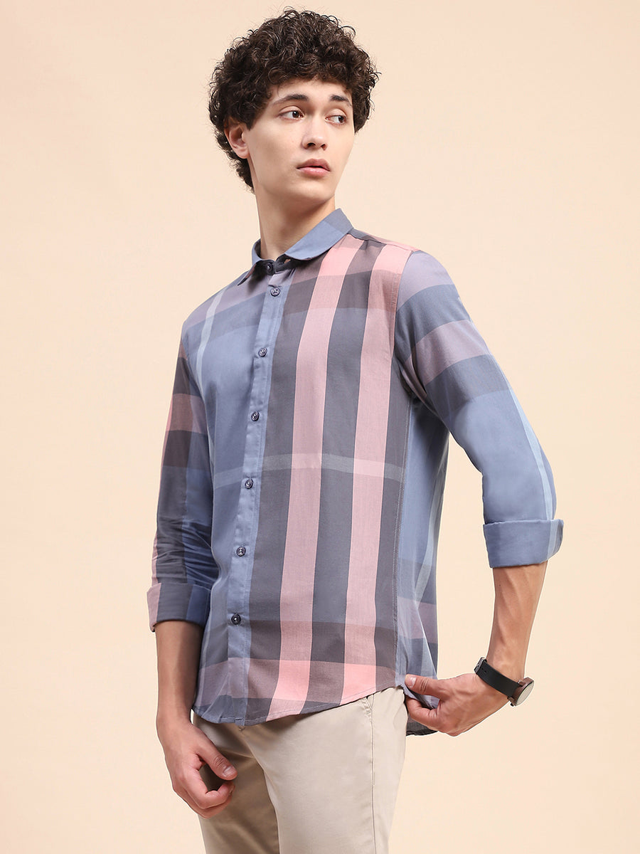 Camla Barcelona Chequered Grey Regular Shirt