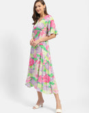 Madame Floral Print Pink Maxi Dress