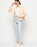 Camla Peach Solid Jacket For Women